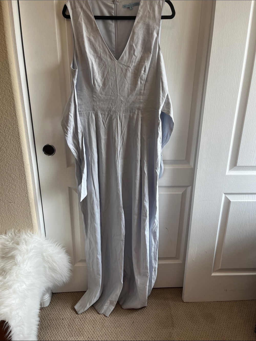 NWT Antonio Melani Quinn Jumpsuit Light Blue Tied Front Sleeveless Size 14 $209 - Picture 3 of 11